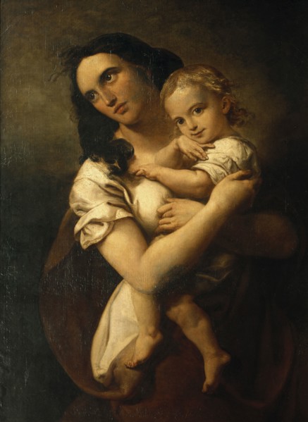 Portrait of the composer Fanny Hensel née Mendelssohn (1805-1847) with Son Sebastian, 1833-1834.