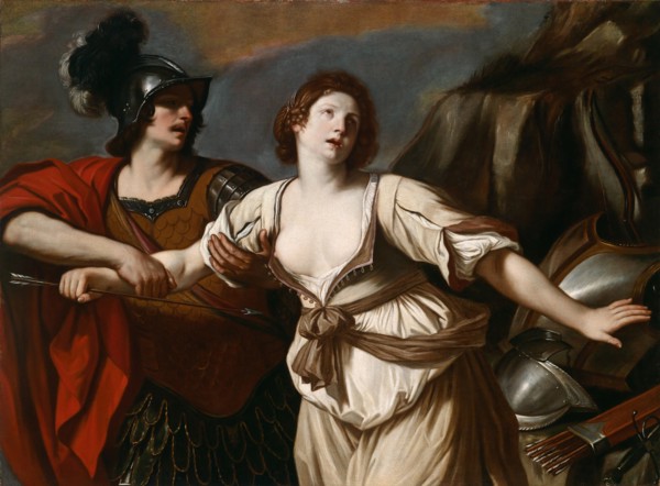Rinaldo preventing Armida from committing suicide, 1664.