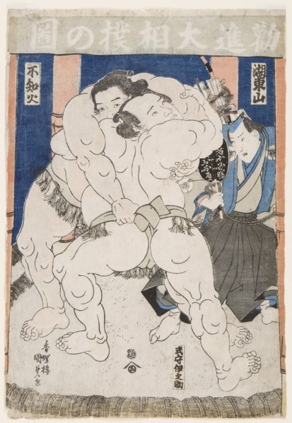 Sumo Wrestlers in Action, .