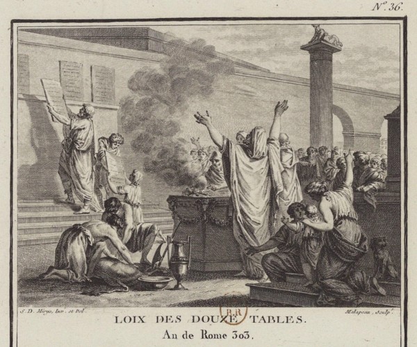 The Law of the Twelve Tables (Leges Duodecim Tabularum or Duodecim Tabulae), 1799.
