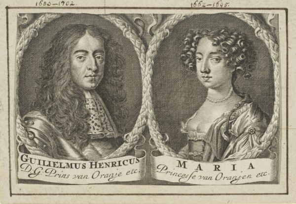Wedding portrait of Willem III and Mary II Stuart, 1688.