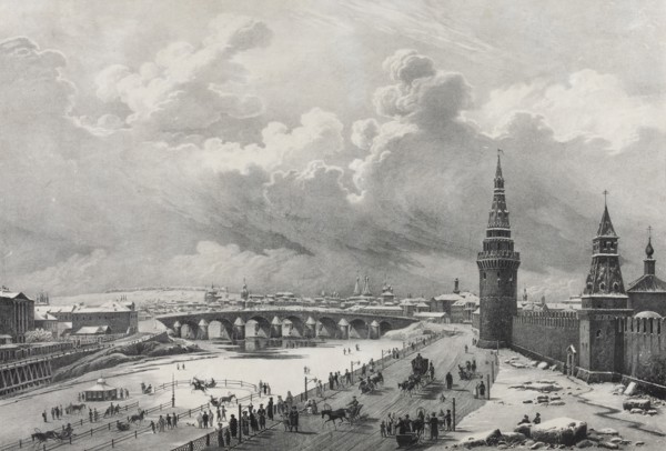 View of the Moscow Kremlin and the Kamenny Bridge (Greater Stone Bridge), 1825.
