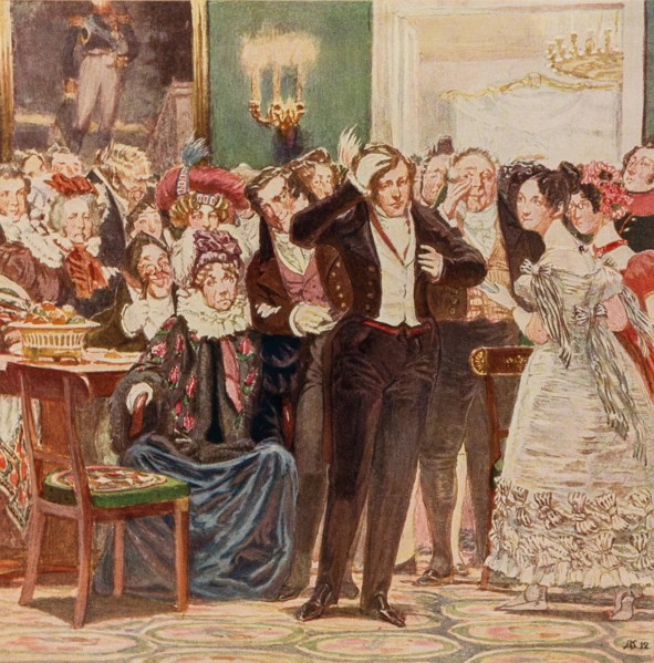 Illustration to the comedy Woe from Wit by Alexander Griboyedov, 1913.