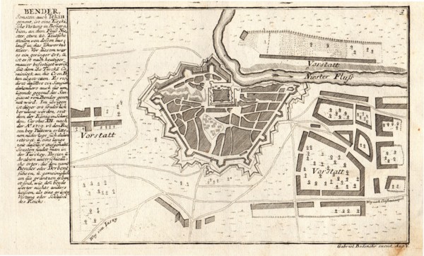 Bender, the Turkish fortress in Bessarabia, ca 1720.
