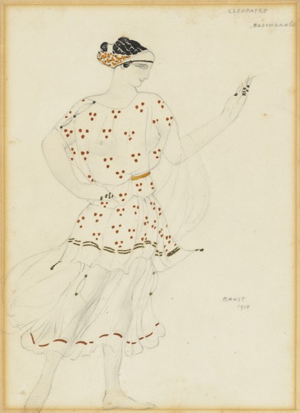 Bacchante. Costume design for the ballet Cleopatra by A. Arensky, 1910.