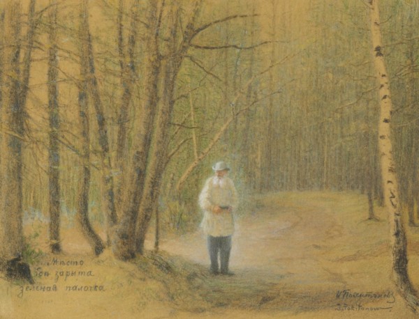 Leo Tolstoy in the forest.