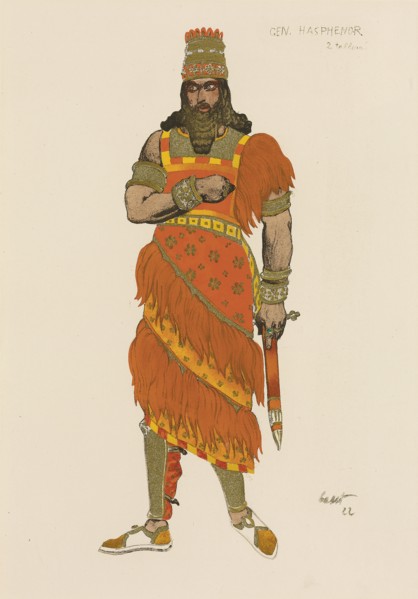 General Hasphénor. Costume design for the play Judith by Henri Bernstein in the Théâtre du Gymnase