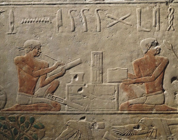 Two Scribes. Relief from Mastaba of Akhethotep at Saqqara, Old Kingdom, 5th Dynasty, ca 2494-2345 BC