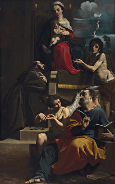 Madonna and Child Enthroned with Saints Francis, Matthew and John the Baptist, ca 1624.