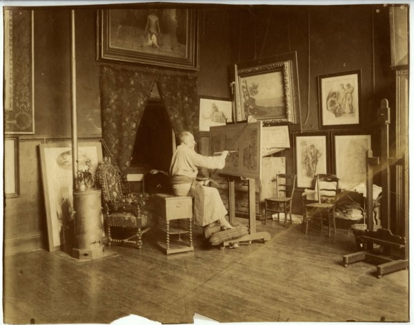 Pierre Puvis de Chavannes (1824-1898) in his workshop, c. 1890.