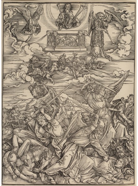 The Four Avenging Angels of Euphrates. From Apocalypsis cum Figuris, c. 1497.