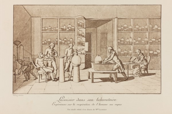 Lavoisier in his laboratory, Early 19th cen..