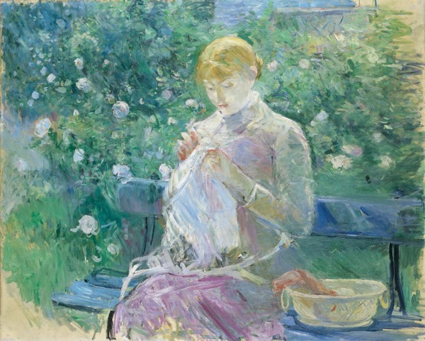 Pasie cousant dans le jardin de Bougival, 1881.