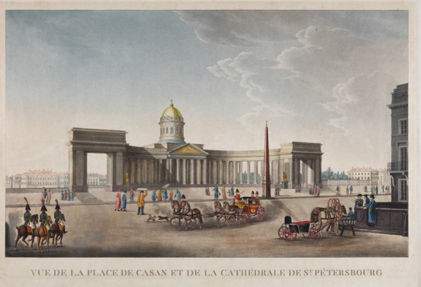 View of the Kazan Square and the Kazan Cathedral in St. Petersburg, 1813-1816.