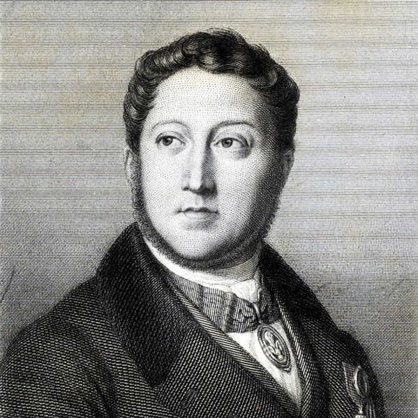 Portrait of the composer Gioachino Antonio Rossini (1792-1868), 1836. Creator: Dupré, Louis (1789-1837).