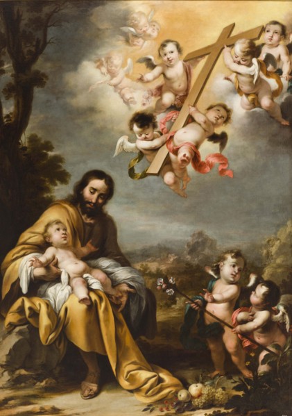 Saint Joseph and the Christ Child before the Holy Cross, c.1670. Creator: Schut, Cornelis, the Younger (c. 1629-1685).