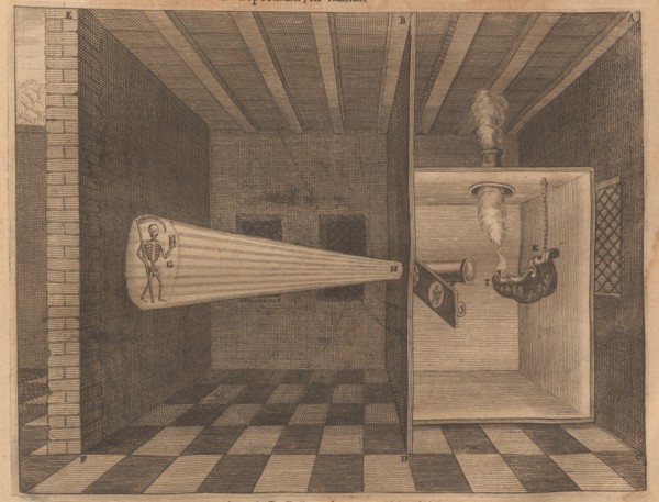 Magic lantern showing Death (from Ars Magna Lucis), 1671. Creator: Kircher, Athanasius (1602-1680).