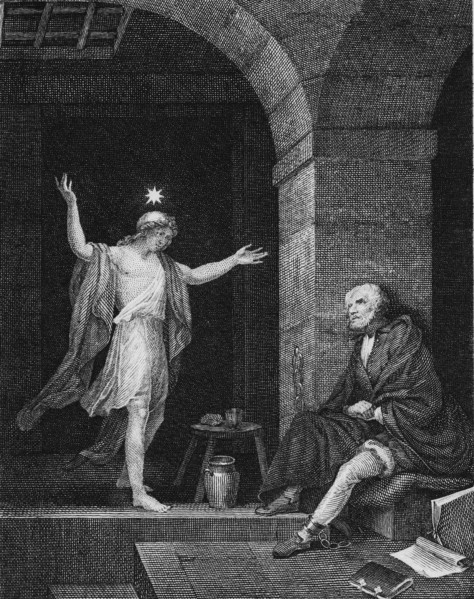 Hesper Appearing to Columbus in Prison, 1800s. Creator: Delignon, Jean-Louis (1755-1804).