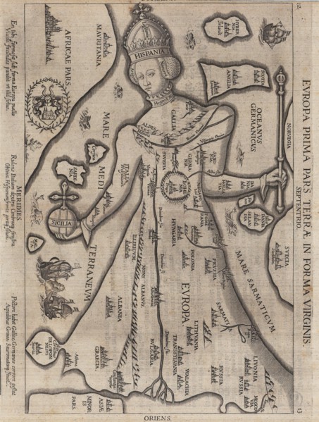 Europa Prima Pars Terrae in Forma Virginis (Europe in the Shape of a Queen), 1581.