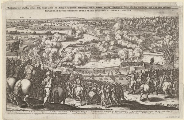 Meeting near Rain by the River Lech on 5 April 1632. Gustaphus Adolphus forces to cross the Lech, 16
