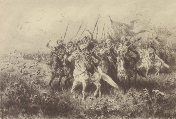 Bohdan Khmelnytsky and Tuhay Bey. Illustration for Book With Fire and Sword by Henryk Sienkiewicz, 1