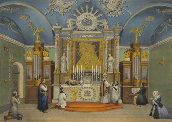 The chapel of Our Lady of the Gate of Dawn in Vilnius, 1847.