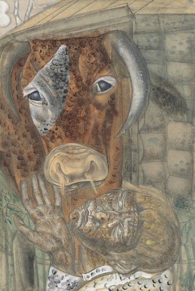 Peasant boy and a cow, 1935.