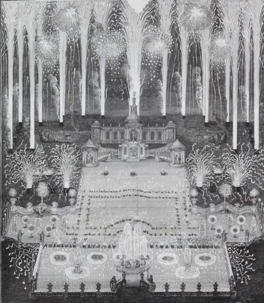 Fireworks on the occasion of the conclusion of peace between Russia and Sweden on July 16, 1744 in M