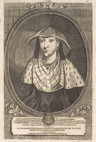 Anna Radziwill (Kostewicz). From: Icones Familiae Ducalis Radivilianae, 1758.