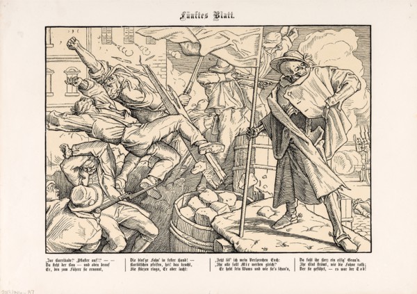 Also a Dance of Death, Sheet V (Death on the barricade), 1849.