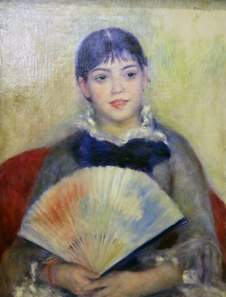 'Young Woman with a Fan', 1880. Artist: Pierre-Auguste Renoir