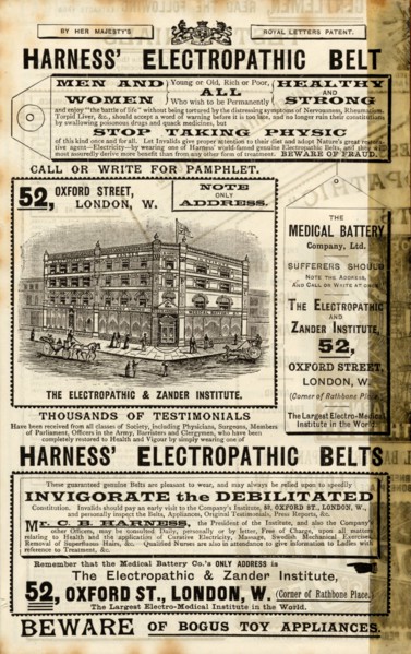 Harness Electropathic belt, 1890s. Artist: Unknown