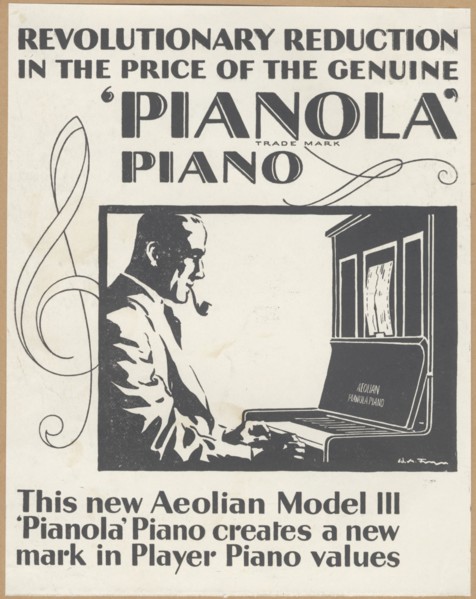 Aeolian Company Pianolas, 1920s. Artist: Wilfred Fryer