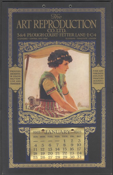 The Art Reproduction Company calendar, 1925. Artist: Wilfred Fryer