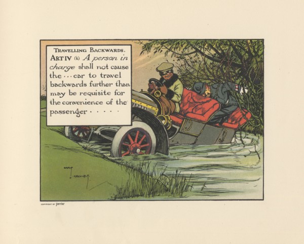 Motoritis, or other interpretations of the Motor Act. Travelling Backwards Article IV (1), 1906. Artist: Unknown
