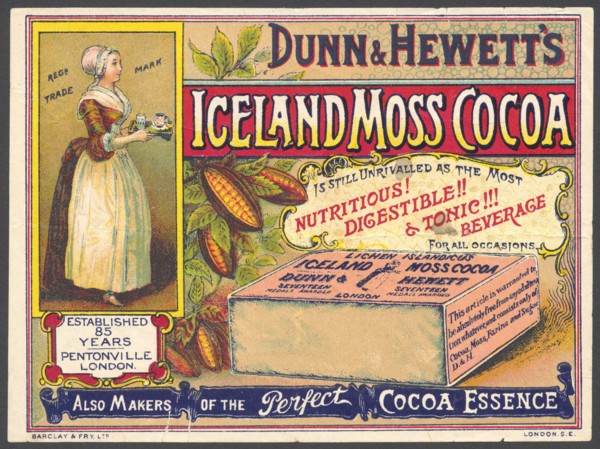 Iceland Moss Cocoa, 1890s. Artist: Unknown
