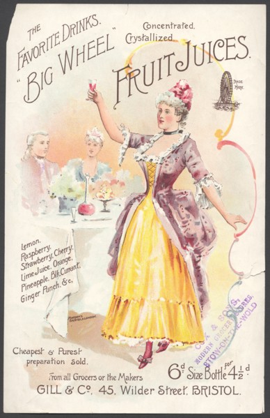 Big Wheel Fruit Juices, 1890s. Artist: Unknown