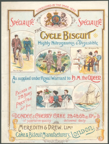 Meredith & Drew Cycle Biscuits, 1890s. Artist: Unknown