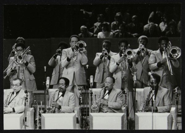 The brass section of the Count Basie Orchestra, Royal Festival Hall, London, 18 July 1980. Artist: Denis Williams