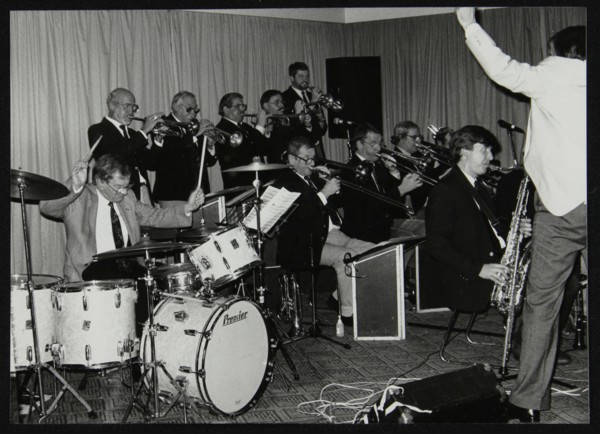 Drummer Ronnie Verrell and the Sound of 17 Big Band at The Fairway, Welwyn Garden City, Herts, 1991. Artist: Denis Williams