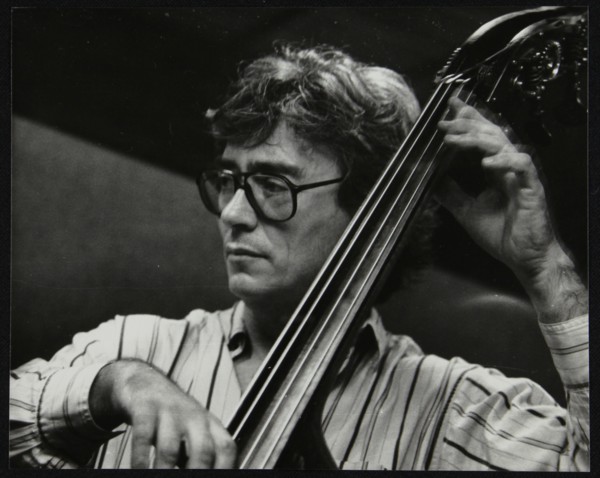 Terry Davies playing double bass at The Fairway, Welwyn Garden City, Hertfordshire, 16 June 1991. Artist: Denis Williams