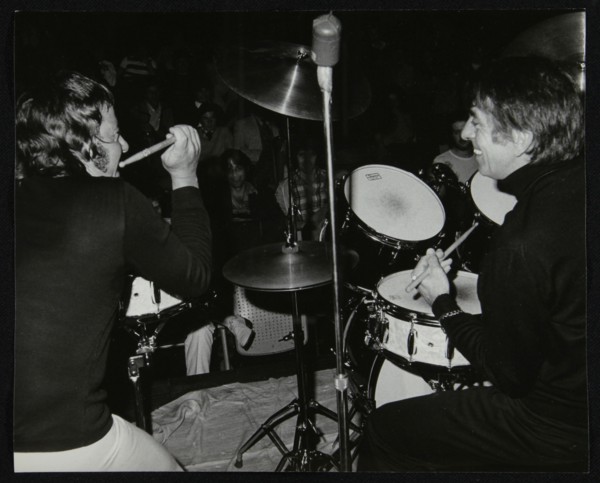 Drummers Les DeMerle and Kenny Clare, London, 1979. Artist: Denis Williams