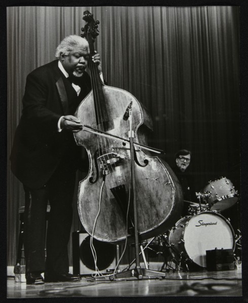Arvell Shaw and Barrett Deems on stage, Stevenage, Hertfordshire, 1984. Artist: Denis Williams