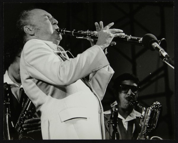 Woody Herman in concert at the Alexandra Palace, London, 1979. Artist: Denis Williams