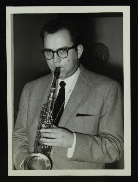 Portrait of American saxophonist Lennie Niehaus, 1950s. Artist: Denis Williams