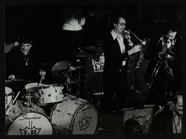 Drummer Louie Bellson and his big band playing at the Forum Theatre, Hatfield, Hertfordshire, 1979. Artist: Denis Williams