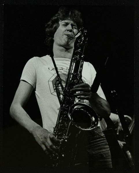 Saxophonist Chris Hunter playing at The Stables, Wavendon, Buckinghamshire. Artist: Denis Williams