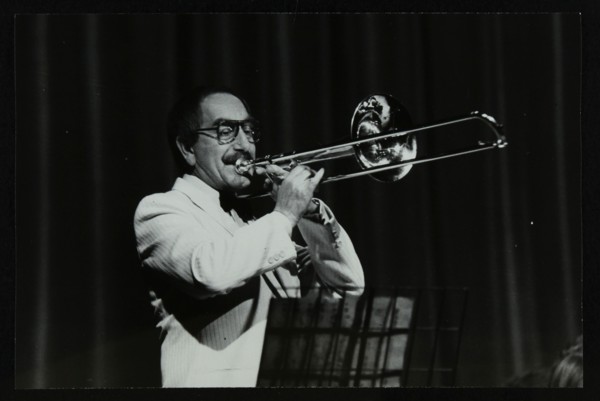 Don Lusher in concert with the Welwyn Garden City Band, Hatfield Polytechnic, Hertfordshire, 1984. Artist: Denis Williams