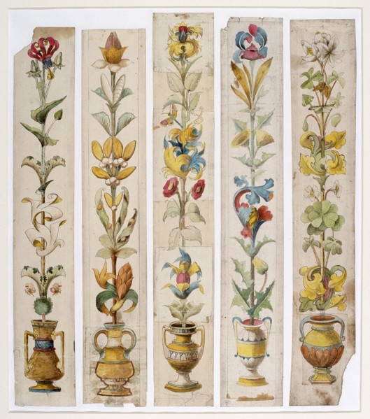 'Five designs for an inlay, Cardiff castle', 1884. Artist: Thomas John