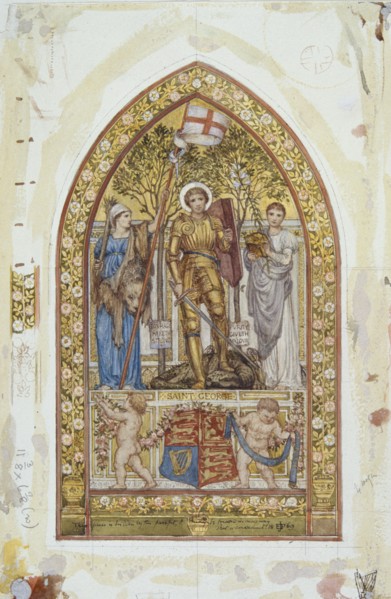 'Design for the St George Mosaic with Marginal studies', 1869. Artists: Edward John Poynter, St George.